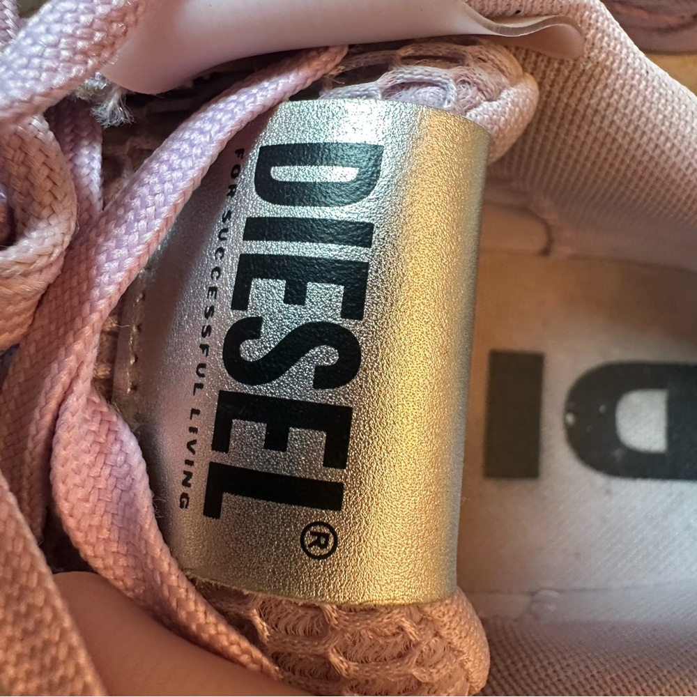 Diesel Pink Chunky Sneakers | Mesh & Leather | Platform Sole Size 8 - Picture 3 of 5